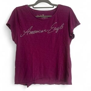 American Eagle Outfitters Purple beaded T shirt
